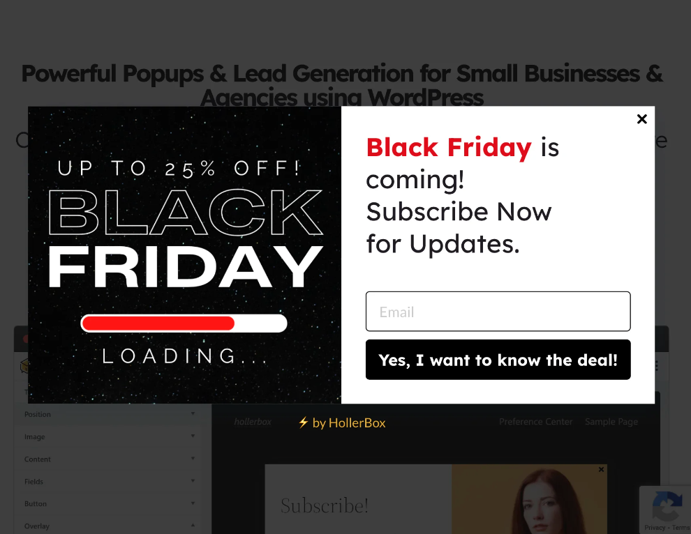 Set up popup for visitors coming to BFCM website